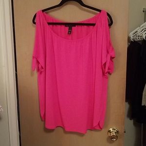 INC hot pink, cold shoulder top
